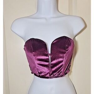 VICTORIA'S SECRET 2016 Dream Angels Plum Lace Velvet Corset‎ Bra Bustier M